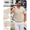 image:imageCOOFANDY Mens Knit Polo Shirts Short Sleeve Slim Fit Textured Golf Polo Shirt Casual Summer Vacation TShirtsLight Khaki