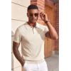 image:imageCOOFANDY Mens Knit Polo Shirts Short Sleeve Slim Fit Textured Golf Polo Shirt Casual Summer Vacation TShirtsLight Khaki