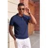 image:imageCOOFANDY Mens Knit Polo Shirts Short Sleeve Slim Fit Textured Golf Polo Shirt Casual Summer Vacation TShirtsNavy Blue