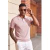 image:imageCOOFANDY Mens Knit Polo Shirts Short Sleeve Slim Fit Textured Golf Polo Shirt Casual Summer Vacation TShirtsPink