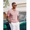 image:imageCOOFANDY Mens Knit Polo Shirts Short Sleeve Slim Fit Textured Golf Polo Shirt Casual Summer Vacation TShirtsPink