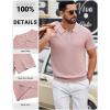 image:imageCOOFANDY Mens Knit Polo Shirts Short Sleeve Slim Fit Textured Golf Polo Shirt Casual Summer Vacation TShirtsPink