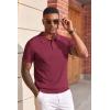 image:imageCOOFANDY Mens Knit Polo Shirts Short Sleeve Slim Fit Textured Golf Polo Shirt Casual Summer Vacation TShirtsWine Red
