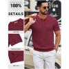 image:imageCOOFANDY Mens Knit Polo Shirts Short Sleeve Slim Fit Textured Golf Polo Shirt Casual Summer Vacation TShirtsWine Red