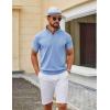 image:imageCOOFANDY Mens Knit Polo Shirts V Neck Short Sleeve Ribbed Textured Polo Shirt Stretch Casual Golf Shirts Collared T Shirt01light Blue