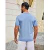 image:imageCOOFANDY Mens Knit Polo Shirts V Neck Short Sleeve Ribbed Textured Polo Shirt Stretch Casual Golf Shirts Collared T Shirt01light Blue