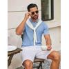 image:imageCOOFANDY Mens Knit Polo Shirts V Neck Short Sleeve Ribbed Textured Polo Shirt Stretch Casual Golf Shirts Collared T Shirt01light Blue
