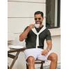 image:imageCOOFANDY Mens Knit Polo Shirts V Neck Short Sleeve Ribbed Textured Polo Shirt Stretch Casual Golf Shirts Collared T ShirtArmy Green