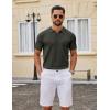 image:imageCOOFANDY Mens Knit Polo Shirts V Neck Short Sleeve Ribbed Textured Polo Shirt Stretch Casual Golf Shirts Collared T ShirtArmy Green