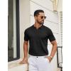 image:imageCOOFANDY Mens Knit Polo Shirts V Neck Short Sleeve Ribbed Textured Polo Shirt Stretch Casual Golf Shirts Collared T ShirtBlack