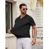 image:imageCOOFANDY Mens Knit Polo Shirts V Neck Short Sleeve Ribbed Textured Polo Shirt Stretch Casual Golf Shirts Collared T ShirtBlack