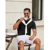 image:imageCOOFANDY Mens Knit Polo Shirts V Neck Short Sleeve Ribbed Textured Polo Shirt Stretch Casual Golf Shirts Collared T ShirtBlack