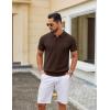 image:imageCOOFANDY Mens Knit Polo Shirts V Neck Short Sleeve Ribbed Textured Polo Shirt Stretch Casual Golf Shirts Collared T ShirtBrown