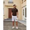 image:imageCOOFANDY Mens Knit Polo Shirts V Neck Short Sleeve Ribbed Textured Polo Shirt Stretch Casual Golf Shirts Collared T ShirtBrown