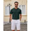 image:imageCOOFANDY Mens Knit Polo Shirts V Neck Short Sleeve Ribbed Textured Polo Shirt Stretch Casual Golf Shirts Collared T ShirtDark Green