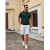 image:imageCOOFANDY Mens Knit Polo Shirts V Neck Short Sleeve Ribbed Textured Polo Shirt Stretch Casual Golf Shirts Collared T ShirtDark Green