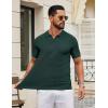 image:imageCOOFANDY Mens Knit Polo Shirts V Neck Short Sleeve Ribbed Textured Polo Shirt Stretch Casual Golf Shirts Collared T ShirtDark Green