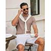 image:imageCOOFANDY Mens Knit Polo Shirts V Neck Short Sleeve Ribbed Textured Polo Shirt Stretch Casual Golf Shirts Collared T ShirtKhaki