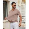 image:imageCOOFANDY Mens Knit Polo Shirts V Neck Short Sleeve Ribbed Textured Polo Shirt Stretch Casual Golf Shirts Collared T ShirtKhaki