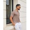 image:imageCOOFANDY Mens Knit Polo Shirts V Neck Short Sleeve Ribbed Textured Polo Shirt Stretch Casual Golf Shirts Collared T ShirtKhaki