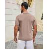 image:imageCOOFANDY Mens Knit Polo Shirts V Neck Short Sleeve Ribbed Textured Polo Shirt Stretch Casual Golf Shirts Collared T ShirtKhaki