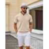 image:imageCOOFANDY Mens Knit Polo Shirts V Neck Short Sleeve Ribbed Textured Polo Shirt Stretch Casual Golf Shirts Collared T ShirtLight Brown