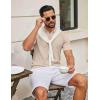 image:imageCOOFANDY Mens Knit Polo Shirts V Neck Short Sleeve Ribbed Textured Polo Shirt Stretch Casual Golf Shirts Collared T ShirtLight Brown