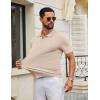 image:imageCOOFANDY Mens Knit Polo Shirts V Neck Short Sleeve Ribbed Textured Polo Shirt Stretch Casual Golf Shirts Collared T ShirtLight Brown