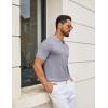 image:imageCOOFANDY Mens Knit Polo Shirts V Neck Short Sleeve Ribbed Textured Polo Shirt Stretch Casual Golf Shirts Collared T ShirtLight Gray