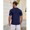 image:imageCOOFANDY Mens Knit Polo Shirts V Neck Short Sleeve Ribbed Textured Polo Shirt Stretch Casual Golf Shirts Collared T ShirtNavy Blue