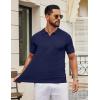 image:imageCOOFANDY Mens Knit Polo Shirts V Neck Short Sleeve Ribbed Textured Polo Shirt Stretch Casual Golf Shirts Collared T ShirtNavy Blue