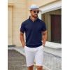 image:imageCOOFANDY Mens Knit Polo Shirts V Neck Short Sleeve Ribbed Textured Polo Shirt Stretch Casual Golf Shirts Collared T ShirtNavy Blue