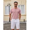 image:imageCOOFANDY Mens Knit Polo Shirts V Neck Short Sleeve Ribbed Textured Polo Shirt Stretch Casual Golf Shirts Collared T ShirtPink
