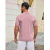 image:imageCOOFANDY Mens Knit Polo Shirts V Neck Short Sleeve Ribbed Textured Polo Shirt Stretch Casual Golf Shirts Collared T ShirtPink