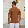 image:imageCOOFANDY Mens Knit Polo Shirts V Neck Short Sleeve Ribbed Textured Polo Shirt Stretch Casual Golf Shirts Collared T ShirtReddish Brown