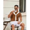 image:imageCOOFANDY Mens Knit Polo Shirts V Neck Short Sleeve Ribbed Textured Polo Shirt Stretch Casual Golf Shirts Collared T ShirtReddish Brown