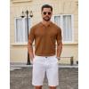 image:imageCOOFANDY Mens Knit Polo Shirts V Neck Short Sleeve Ribbed Textured Polo Shirt Stretch Casual Golf Shirts Collared T ShirtReddish Brown