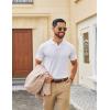 image:imageCOOFANDY Mens Knit Polo Shirts V Neck Short Sleeve Ribbed Textured Polo Shirt Stretch Casual Golf Shirts Collared T ShirtWhite