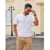 image:imageCOOFANDY Mens Knit Polo Shirts V Neck Short Sleeve Ribbed Textured Polo Shirt Stretch Casual Golf Shirts Collared T ShirtWhite