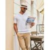 image:imageCOOFANDY Mens Knit Polo Shirts V Neck Short Sleeve Ribbed Textured Polo Shirt Stretch Casual Golf Shirts Collared T ShirtWhite