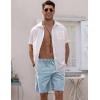 image:imageCOOFANDY Mens Linen Shorts Casual Elastic Waist Drawstring Short Summer Beach Vacation ShortsAlight Blue