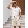 image:imageCOOFANDY Mens Linen Shorts Casual Elastic Waist Drawstring Short Summer Beach Vacation ShortsLinen KhakiNavy Blue