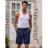 image:imageCOOFANDY Mens Linen Shorts Casual Elastic Waist Drawstring Short Summer Beach Vacation ShortsNavy Blue