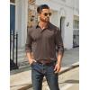 image:imageCOOFANDY Mens Long Sleeve Polo Shirts Classic Casual Button Polo Tee Lightweight Collared Golf ShirtBrown