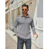 image:imageCOOFANDY Mens Long Sleeve Polo Shirts Classic Casual Button Polo Tee Lightweight Collared Golf ShirtGrey