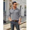 image:imageCOOFANDY Mens Long Sleeve Polo Shirts Classic Casual Button Polo Tee Lightweight Collared Golf ShirtGrey