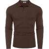 image:imageCOOFANDY Mens Long Sleeve Polo Shirts Cotton Collared Shirts Casual Business Polo Classic Golf T ShirtsBrown