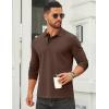 image:imageCOOFANDY Mens Long Sleeve Polo Shirts Cotton Collared Shirts Casual Business Polo Classic Golf T ShirtsBrown