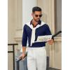 image:imageCOOFANDY Mens Long Sleeve Polo Shirts Cotton Collared Shirts Casual Business Polo Classic Golf T ShirtsDark Blue
