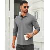 image:imageCOOFANDY Mens Long Sleeve Polo Shirts Cotton Collared Shirts Casual Business Polo Classic Golf T ShirtsDark Grey